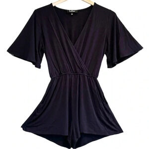 🌈 6/$60 Lulu Shorts Onesie Short Sleeve Navy Blue, Pockets, Faux Wraparound, S